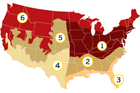 map of USA showing different zones for different types of grass