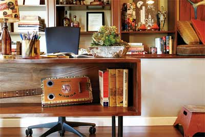 desk and bookshelf