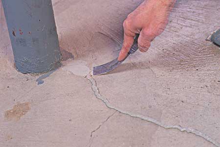 sealing a crack in concrete