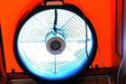 a demonstration of a door blower test