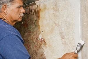 Tom Silva repairs a plaster wall