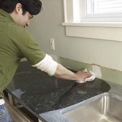 Installing Soapstone Counters in Kitchen