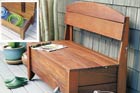 Wooden porch storage bench