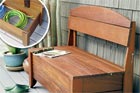Wooden porch storage bench
