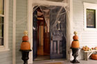 an entryway with a fake bone door knocker
