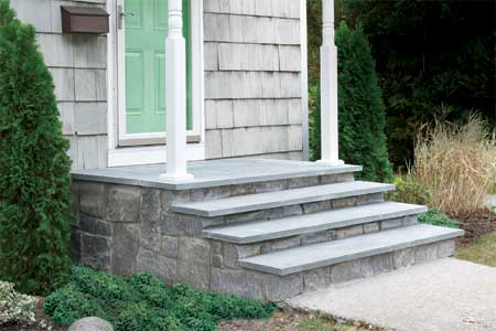 concrete steps clad in stone