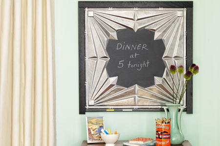 a tin-tile chalkboard