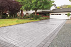 a newly installed permeable-paver driveway