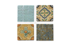 4 tile styles: Modern Blue, San Simeon Grove, San Simeon Coast, Gobi mosaic