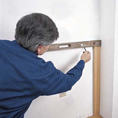 drawing the layout line for the wainscoting
