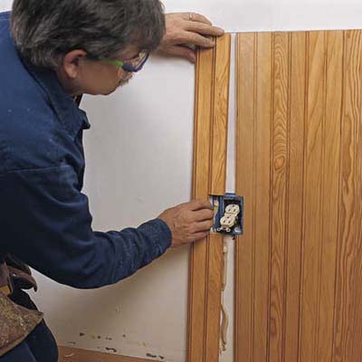cutting around electrical outlets during wainscoting