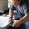 Set sink; connect water supply