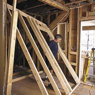 tilting and securing the partition wall