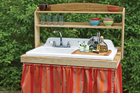 backyard bar built from salvaged cast-iron sink