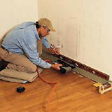 wainscoting step 3: fasten the base rail 