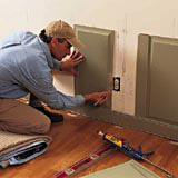 wainscoting step 5: set the panel in the base rail