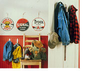Self-stick hooks and hangers with reusable adhesive backing, like these Command adhesive items from 3M ($2.99 to $3.99), can be placed at child-friendly heights and repositioned as the kids grow, without leaving sticky residue or a trail of nail holes in the wall.