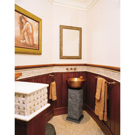 copper vessel sink on a pedestal