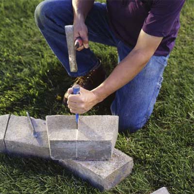 lay out the stone blocks for fire pit