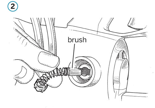 pull out power tool brush and attach spring