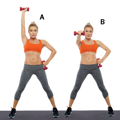 Single-Arm Punch and Jump - Exercises For Slim, Sculpted Arms - Health.com