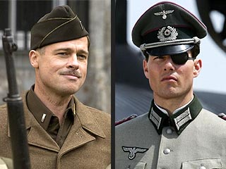 Brad Pitt in Inglorious Bastards, Tom Cruise in Valkyrie