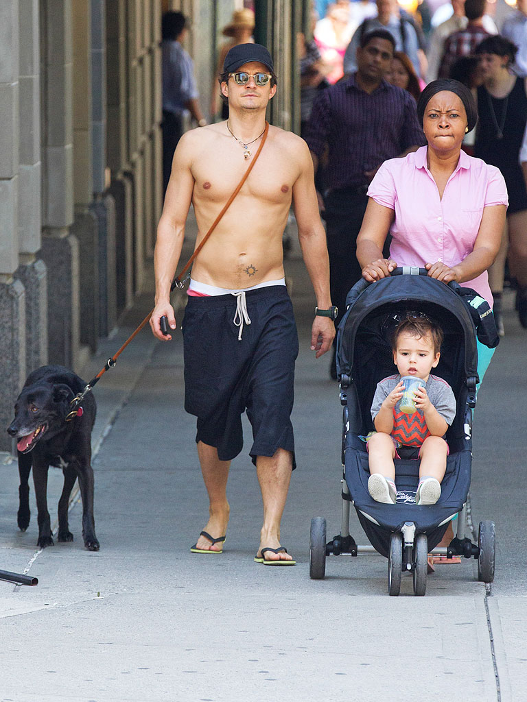 Orlando Bloom Goes Shirtless in New York City - Babies, New York, Kids ...